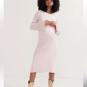 NWT Hatch Lydia Knitted Cotton Cashmere Dress Size 2/Medium Pink Blush